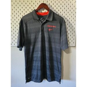 Nike Shirt Mens Medium Grey Dri Fit Oregon State Beaver Striped Performance Polo